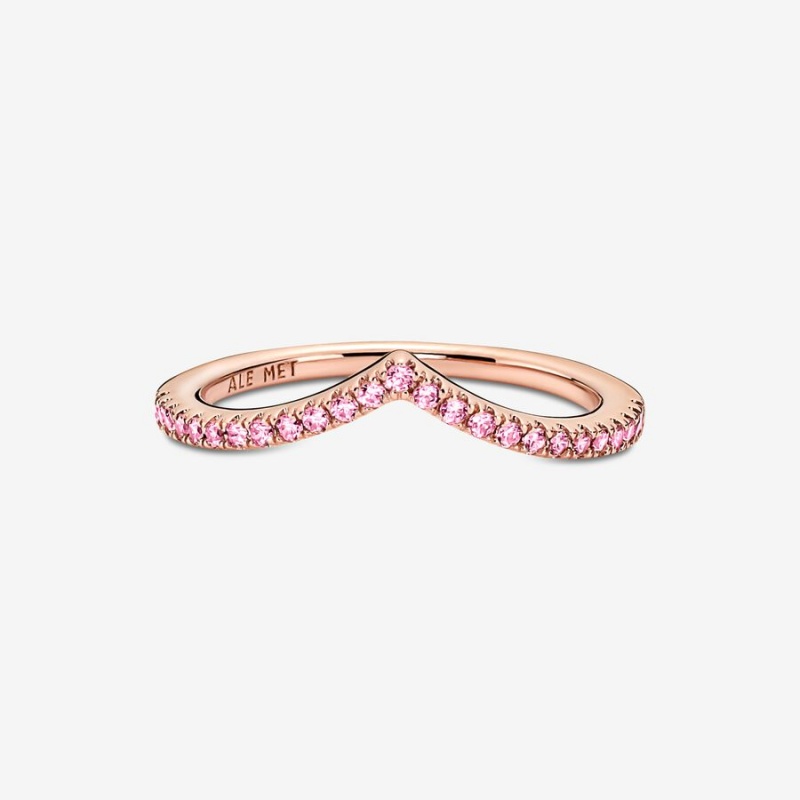 Rose Gold Plated Pandora Timeless Wish Sparkling Pink Stackable Rings | 508-RFXGDA