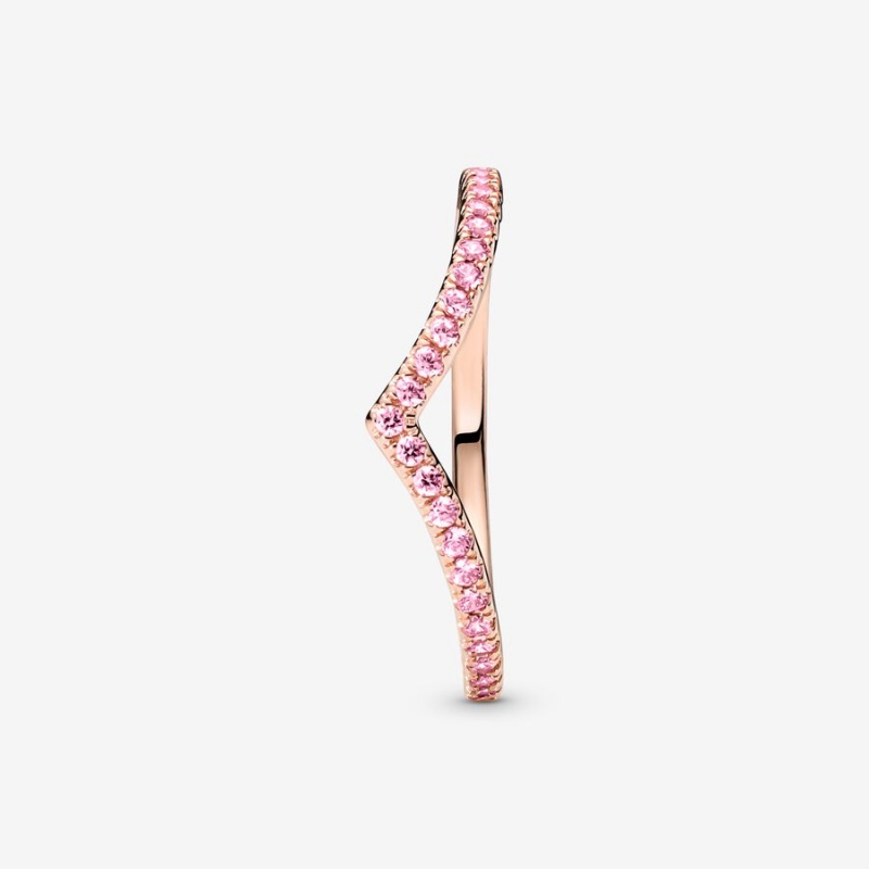 Rose Gold Plated Pandora Timeless Wish Sparkling Pink Stackable Rings | 508-RFXGDA