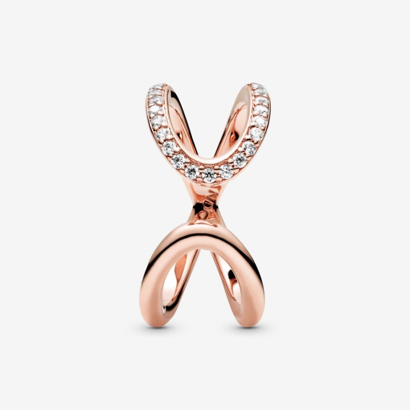 Rose Gold Plated Pandora Wrapped Open Infinity Statement Rings | 584-QTJVZU