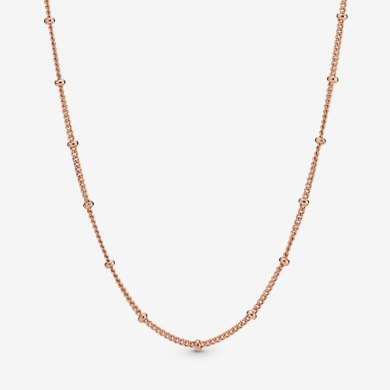 Rose Gold-plated Pandora Beaded Chain Necklaces | 210-KCHVFN