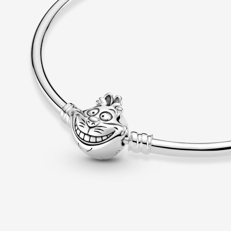 Sterling Silver Pandora Alice in Wonderland Cheshire Cat Clasp Moments Bangle Charm Holders | 624-DZIMYS