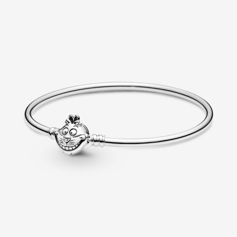 Sterling Silver Pandora Alice in Wonderland Cheshire Cat Clasp Moments Bangle Bangles | 904-MPLQKI