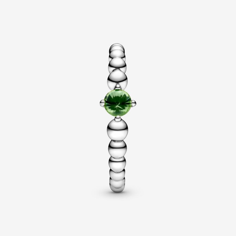 Sterling Silver Pandora August Spring Green Beaded Birthstone Rings | 408-EOZGRS