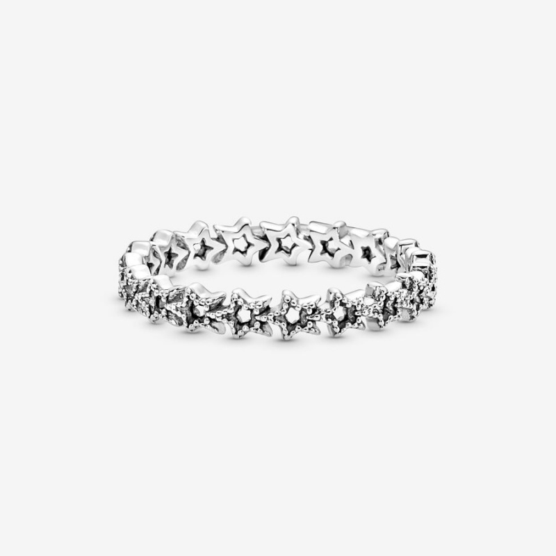 Sterling Silver Pandora Band of Asymmetric Stars Band Rings | 586-IPLBJG