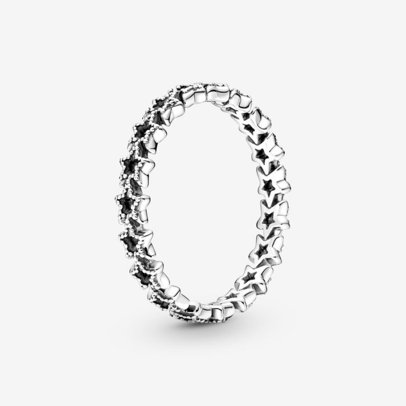 Sterling Silver Pandora Band of Asymmetric Stars Band Rings | 586-IPLBJG