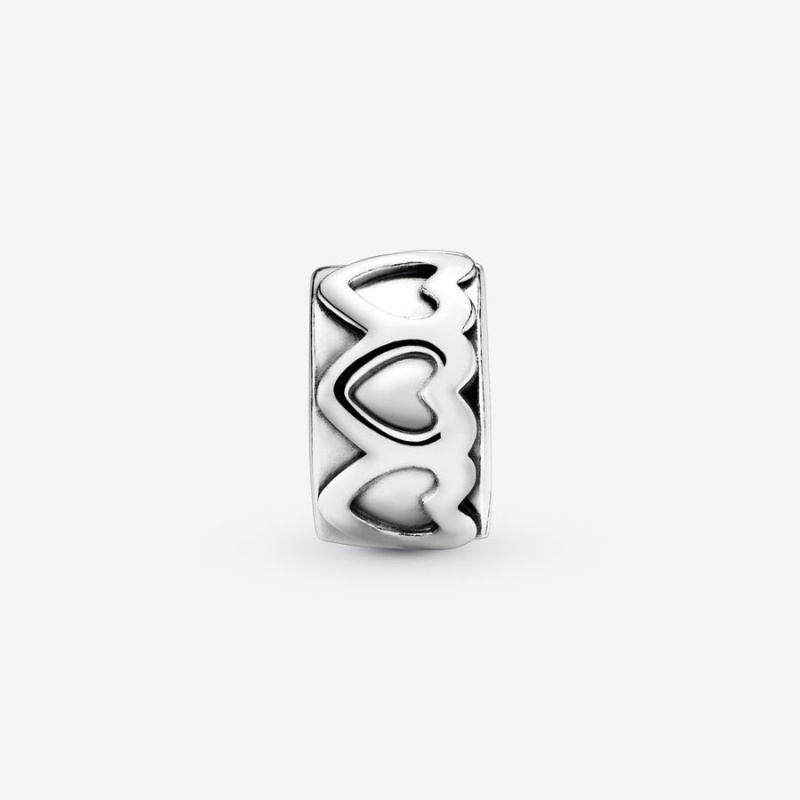 Sterling Silver Pandora Band of Hearts Clip Clips | 507-XDMQST