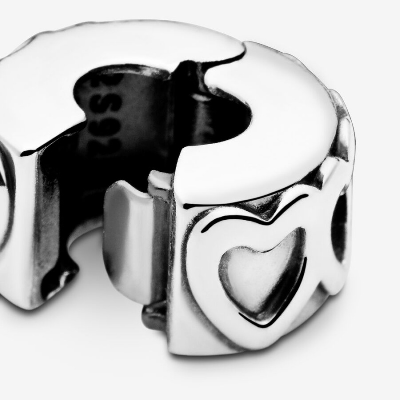 Sterling Silver Pandora Band of Hearts Clip Clips | 507-XDMQST