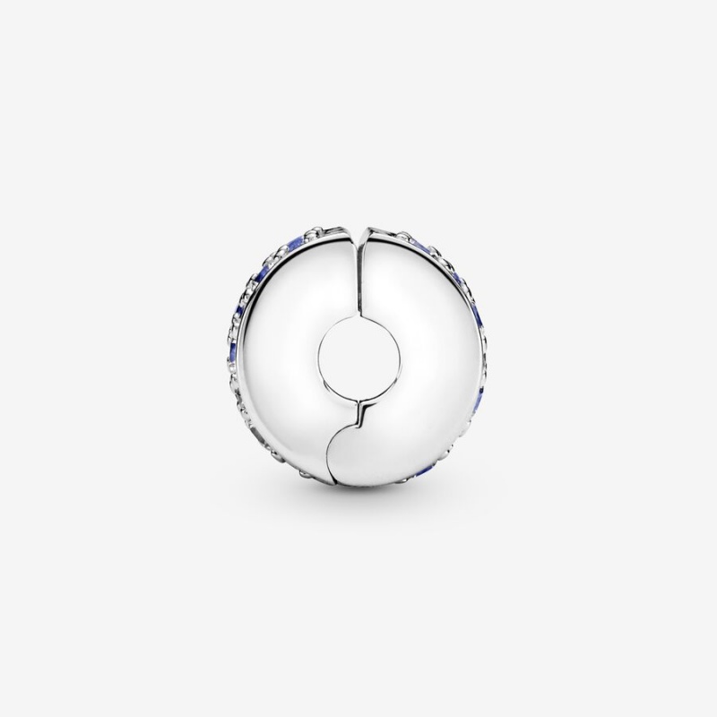 Sterling Silver Pandora Blue Pavé Clip Clips | 035-FYNTAZ