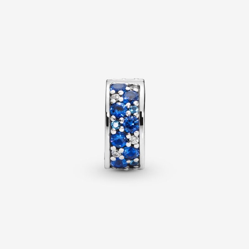 Sterling Silver Pandora Blue Pavé Clip Clips | 035-FYNTAZ