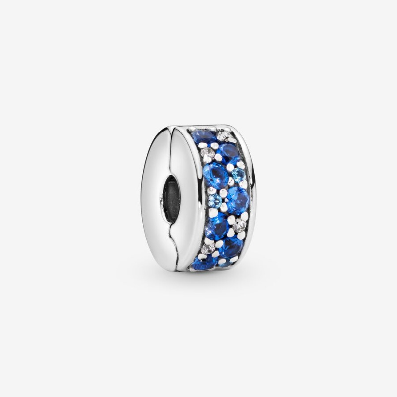 Sterling Silver Pandora Blue Pavé Clip Clips | 035-FYNTAZ