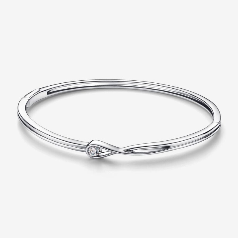 Sterling Silver Pandora Brilliance 0.15 ct tw Bangle Bracelets | 679-AEXLPV