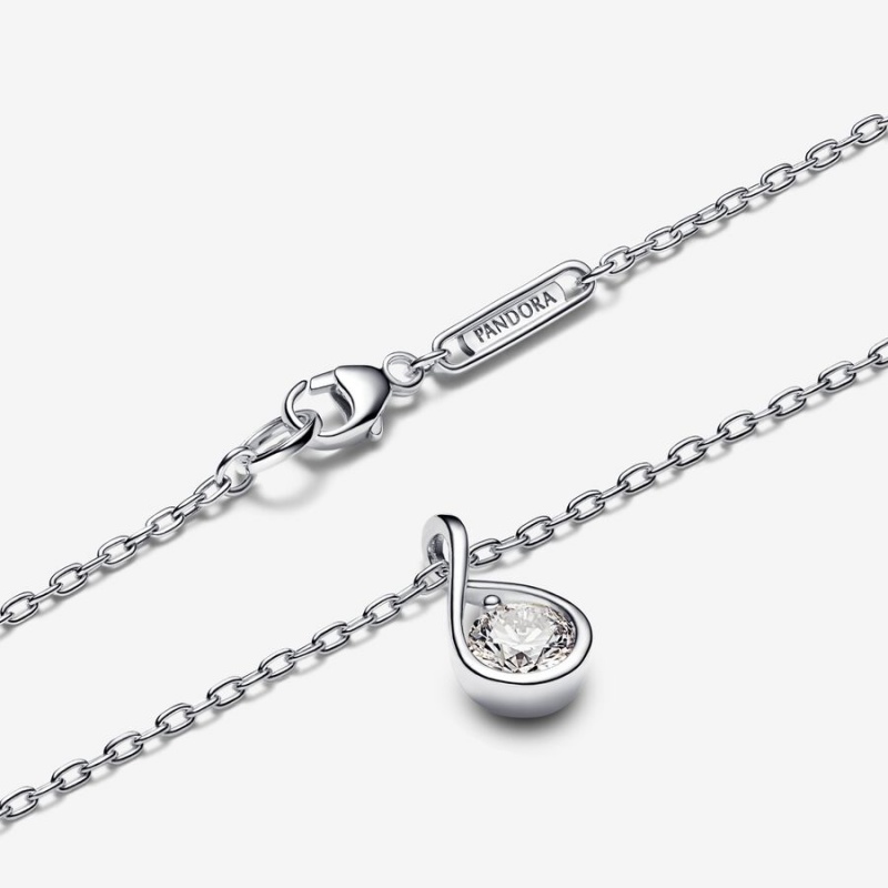 Sterling Silver Pandora Brilliance Lab-created 0.50 ct tw Diamond Lab-Created Diamond Necklaces | 613-KYXFQR