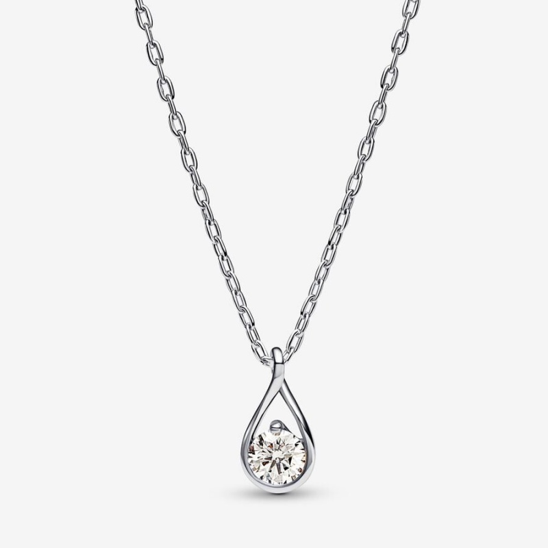 Sterling Silver Pandora Brilliance Lab-created 0.50 ct tw Diamond Lab-Created Diamond Necklaces | 613-KYXFQR