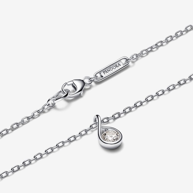 Sterling Silver Pandora Brilliance Lab-created 0.25 ct tw Diamond Lab-Created Diamond Necklaces | 586-COHYDV