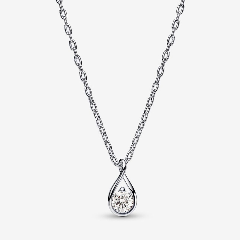 Sterling Silver Pandora Brilliance Lab-created 0.25 ct tw Diamond Lab-Created Diamond Necklaces | 586-COHYDV