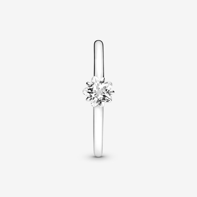 Sterling Silver Pandora Celestial Sparkling Star Solitaire Halo & Solitaire Rings | 954-ZGMIKO