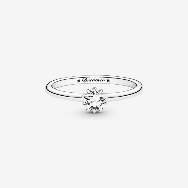 Sterling Silver Pandora Celestial Sparkling Star Solitaire Halo & Solitaire Rings | 954-ZGMIKO