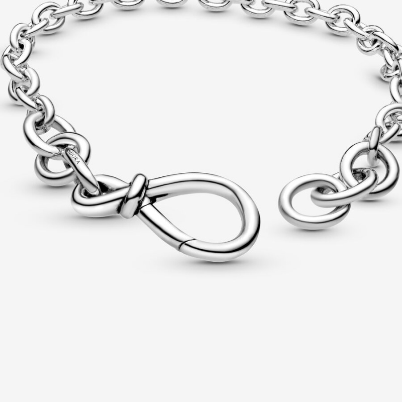 Sterling Silver Pandora Chunky Infinity Knot Non-charm Bracelets | 198-ARHYNW