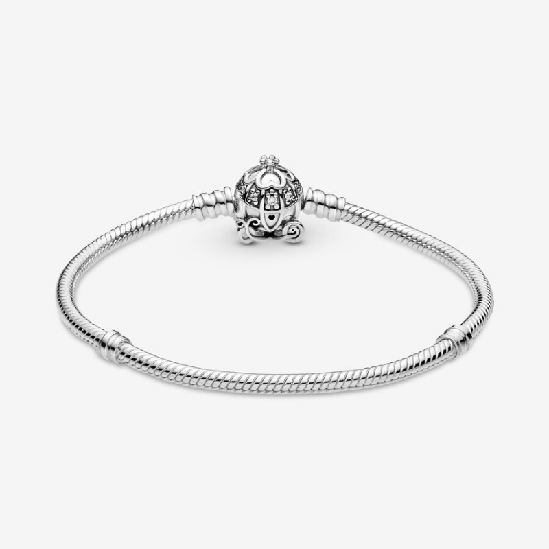 Sterling Silver Pandora Cinderella Pumpkin Coach Clasp Moments Charm Bracelets | 021-RTPXIZ