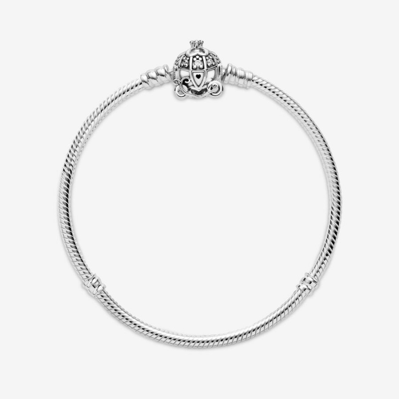 Sterling Silver Pandora Cinderella Pumpkin Coach Clasp Moments Charm Bracelets | 021-RTPXIZ