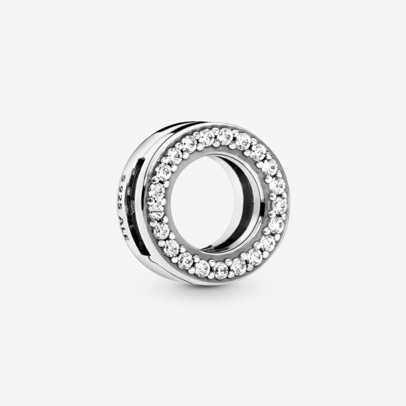 Sterling Silver Pandora Circle of Pavé Clip Clips | 485-LXGIYM