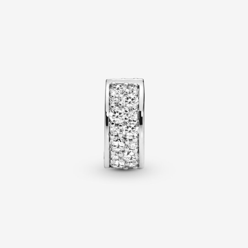 Sterling Silver Pandora Clear Pavé Clip Clips | 259-RDPUFN