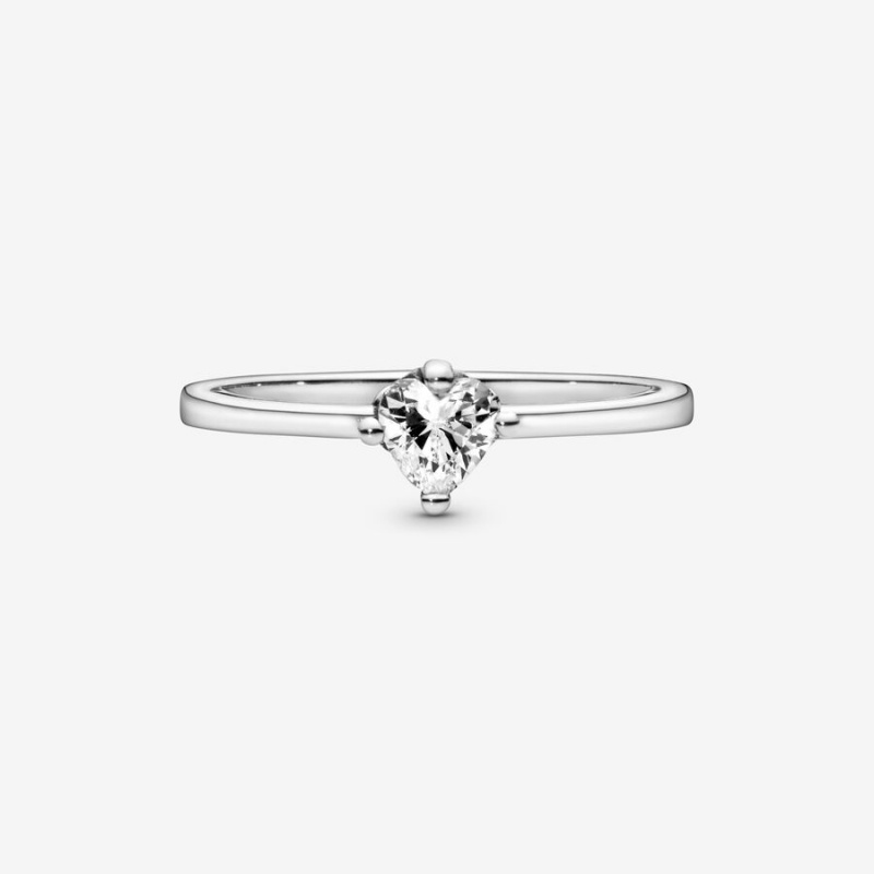 Sterling Silver Pandora Clear Solitaire Halo & Solitaire Rings | 825-AEXPTK