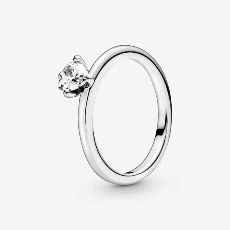 Sterling Silver Pandora Clear Solitaire Halo & Solitaire Rings | 825-AEXPTK