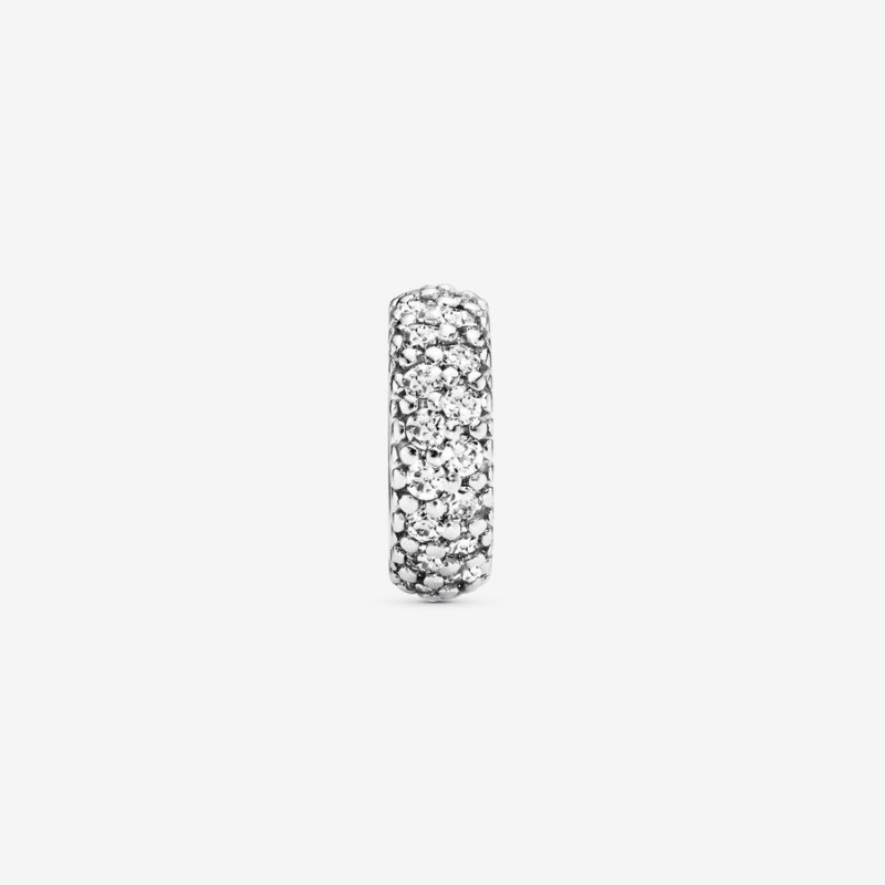 Sterling Silver Pandora Clear Sparkle Spacer Spacer Charms | 274-AXOWSD