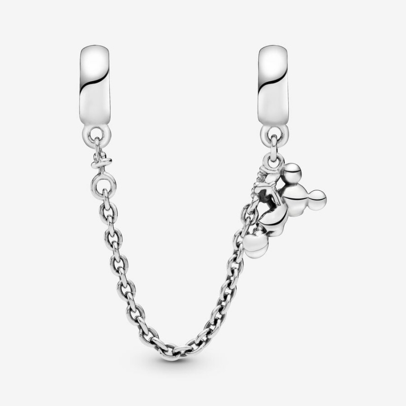 Sterling Silver Pandora Climbing Mickey Safety Red CZ Safety Chains | 247-RJFLQP