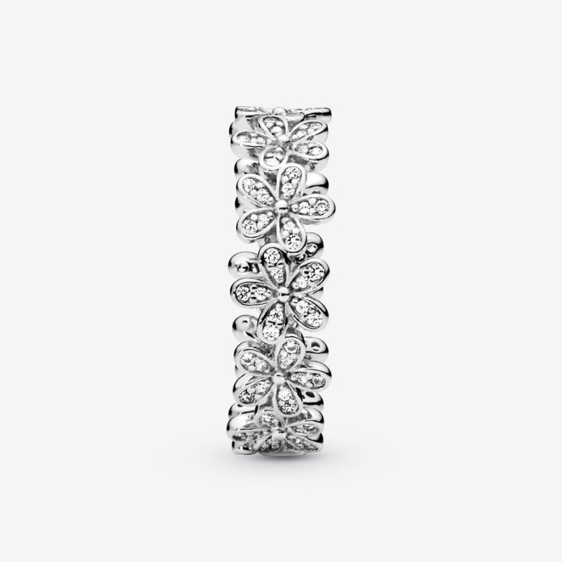 Sterling Silver Pandora Daisy Flower Band Rings | 682-ZWXEAD