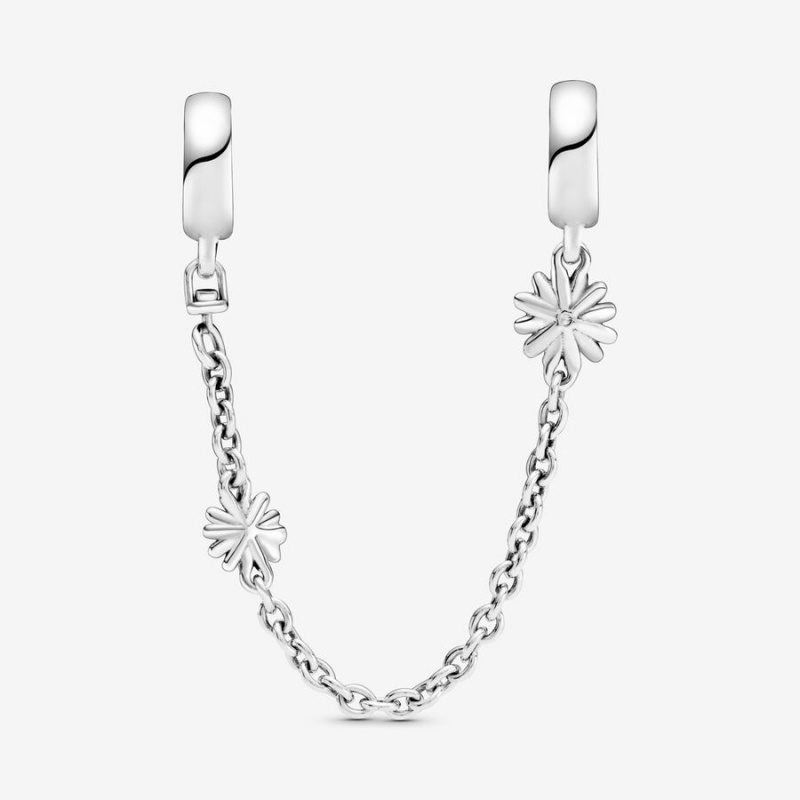 Sterling Silver Pandora Daisy Flower Safety Safety Chains | 948-APJVIR