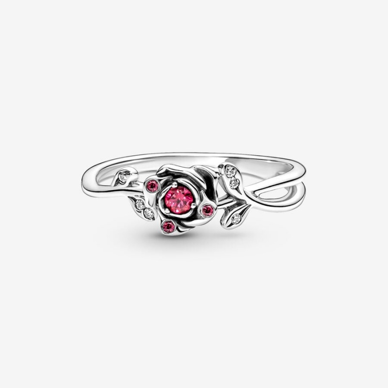 Sterling Silver Pandora Disney Beauty and the Beast Rose Pinky Rings | 792-PWKTDR