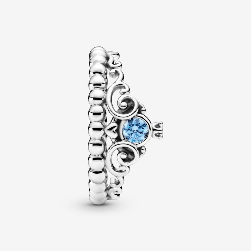 Sterling Silver Pandora Disney Cinderella Blue Tiara Heart & Promise Rings | 058-PSIENJ