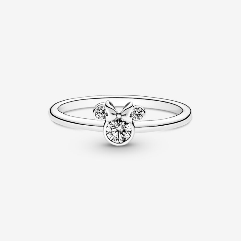 Sterling Silver Pandora Disney Minnie Mouse Sparkling Head Statement Rings | 395-XHVOLS