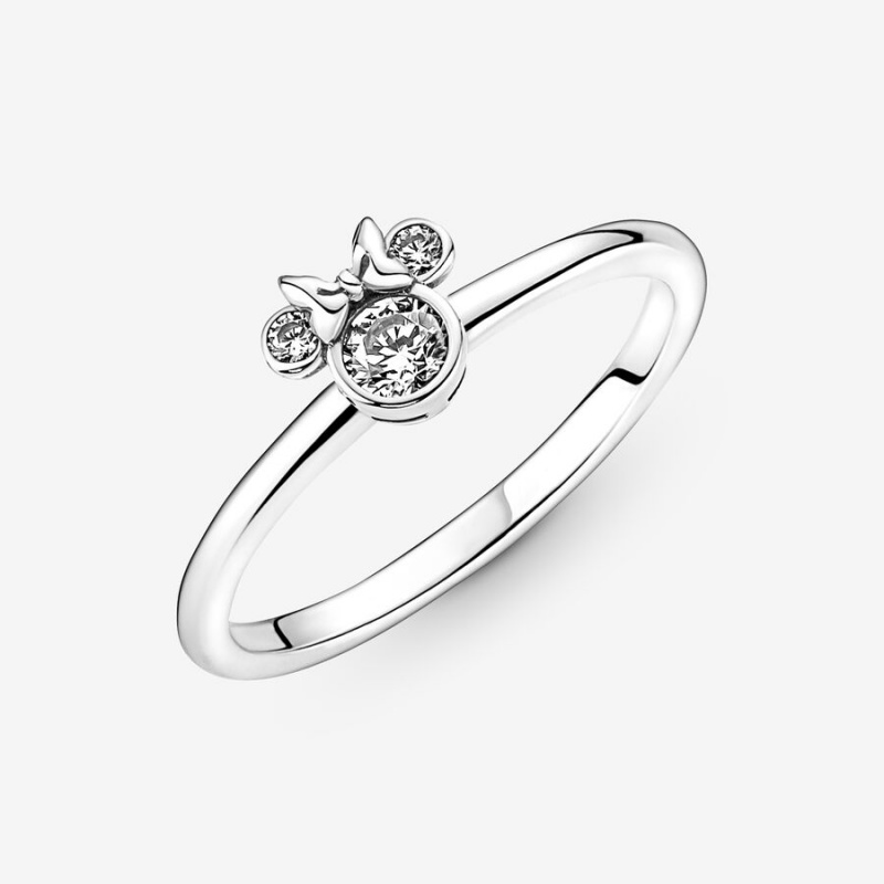 Sterling Silver Pandora Disney Minnie Mouse Sparkling Head Statement Rings | 395-XHVOLS