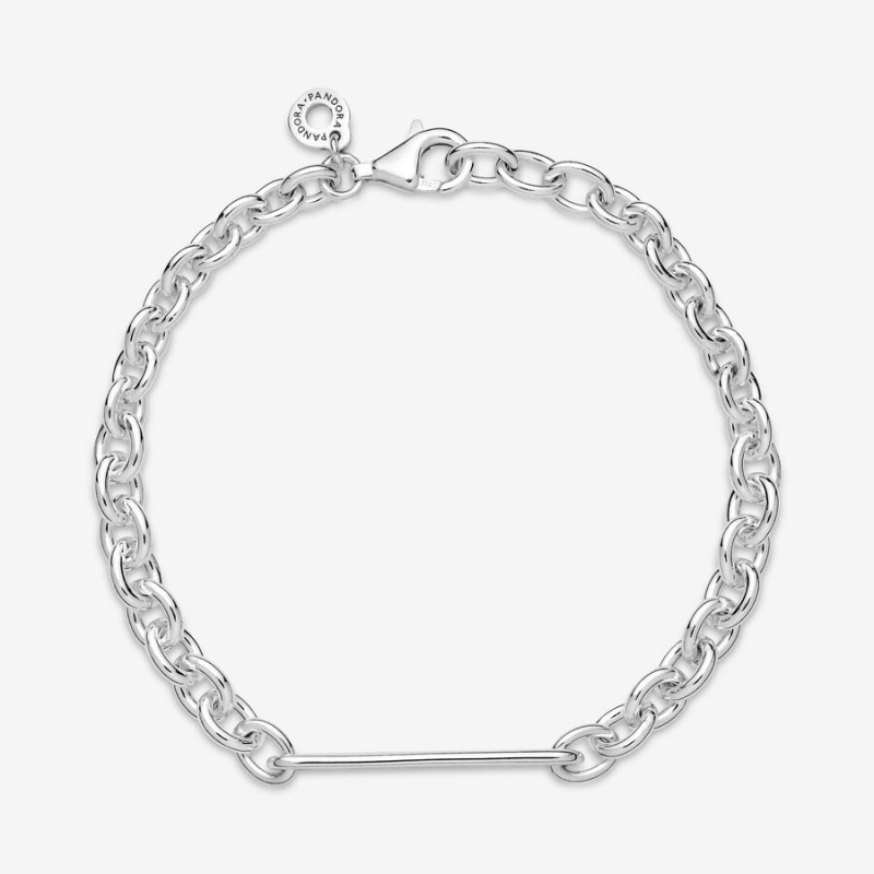 Sterling Silver Pandora Engravable Bar Link Non-charm Bracelets | 318-XRYWGC