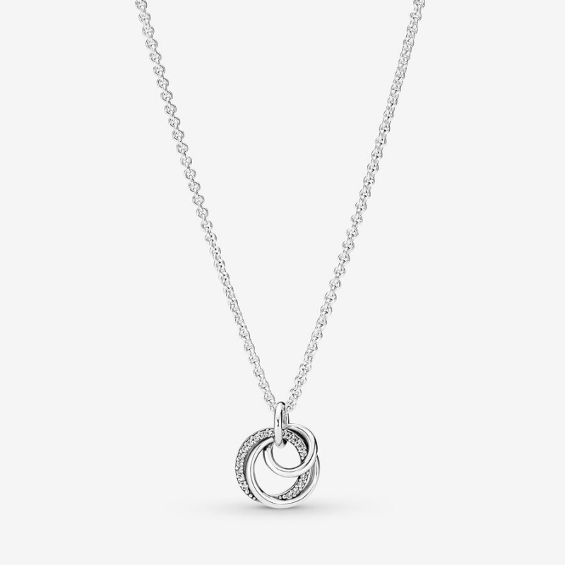 Sterling Silver Pandora Family Always Encircled Pendant Necklace Pendant Necklaces | 637-ITQNUE