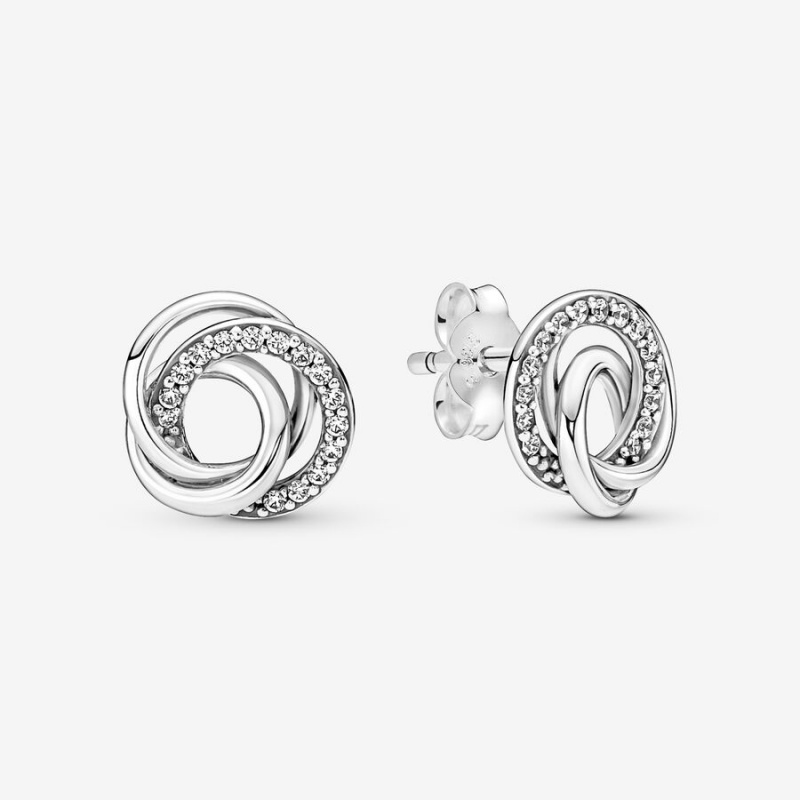 Sterling Silver Pandora Family Always Encircleds Stud Earrings | 907-TCKWVG