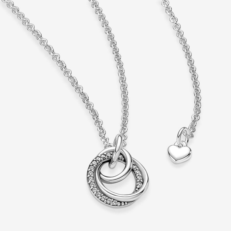 Sterling Silver Pandora Family Always Encircled Pendant Necklaces | 682-TWYRKL