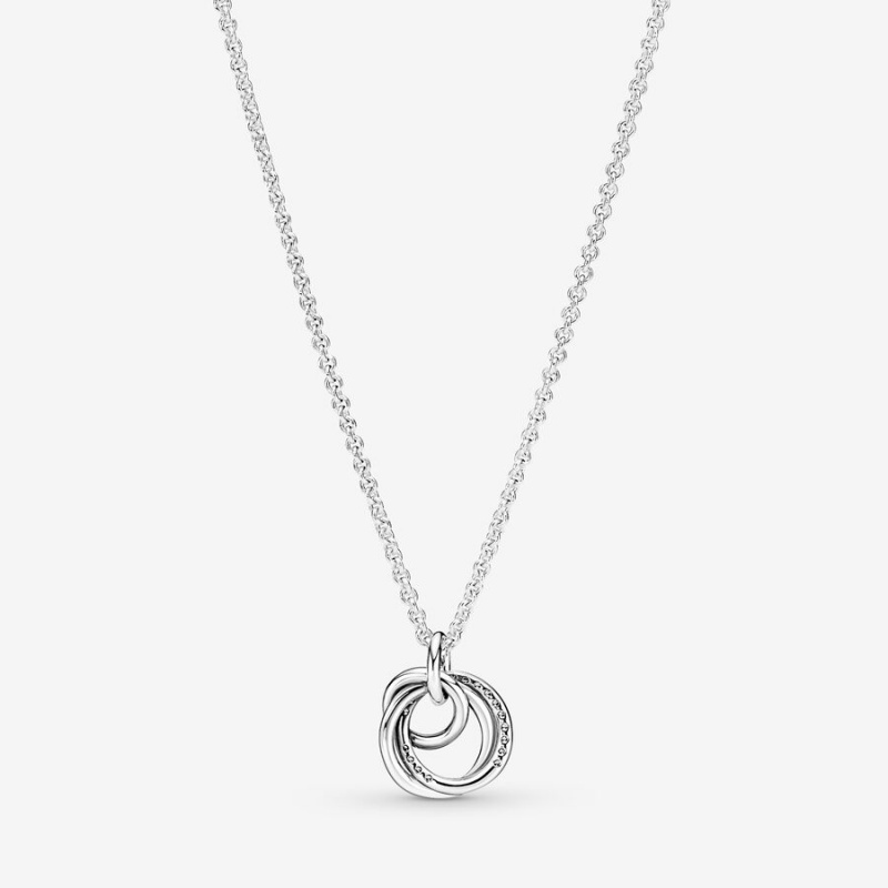 Sterling Silver Pandora Family Always Encircled Pendant Necklaces | 682-TWYRKL