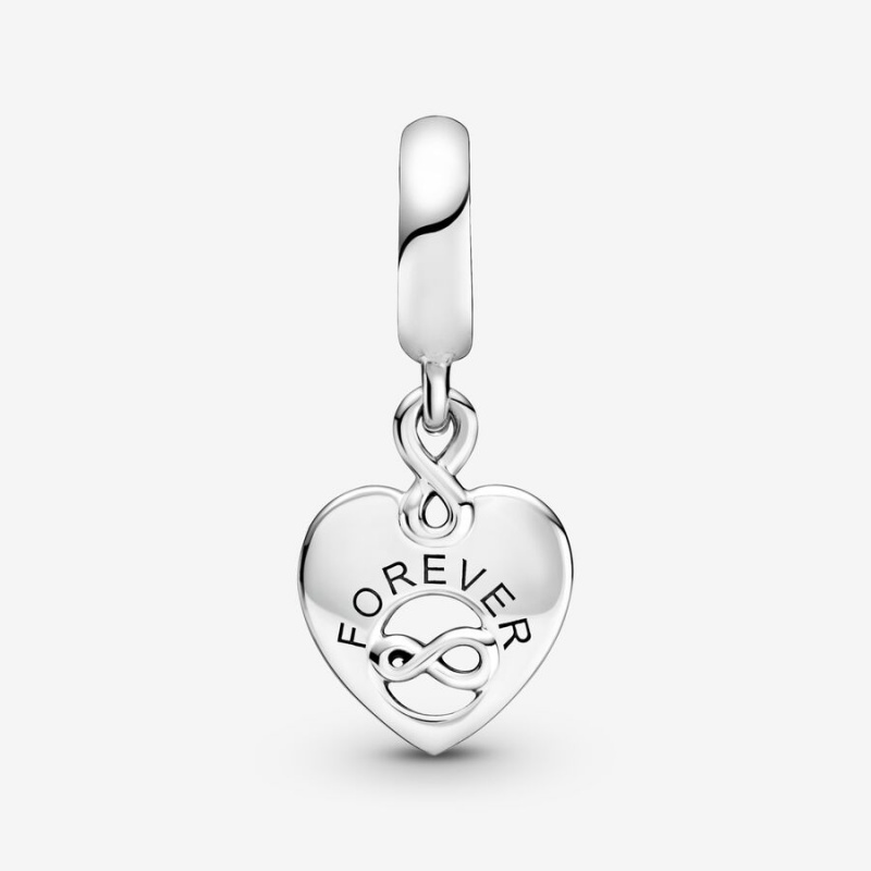 Sterling Silver Pandora Friends Forever Heart Dangle Dangle Charms | 062-UQNVRS