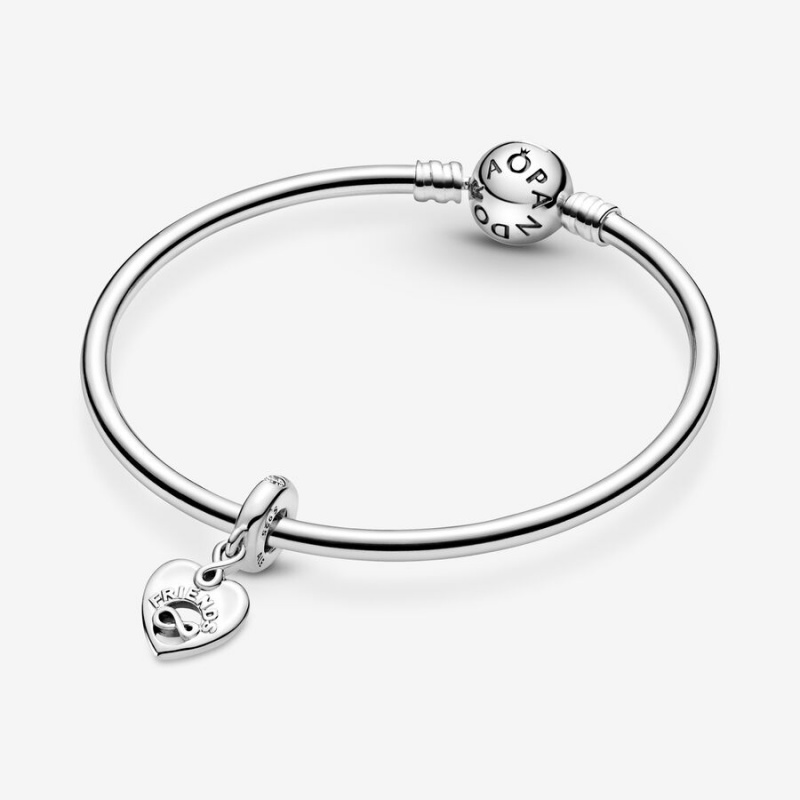 Sterling Silver Pandora Friends Forever Heart Dangle Dangle Charms | 062-UQNVRS