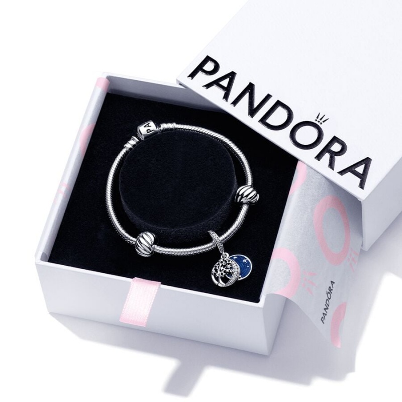 Sterling Silver Pandora Galaxy Moon Set, 19 Charm Bracelets | 173-JBMVGC