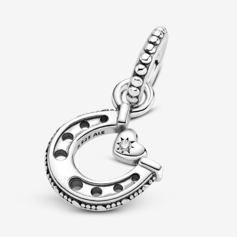 Sterling Silver Pandora Good Luck Horseshoe Dangle Dangle Charms | 428-FAJLQN