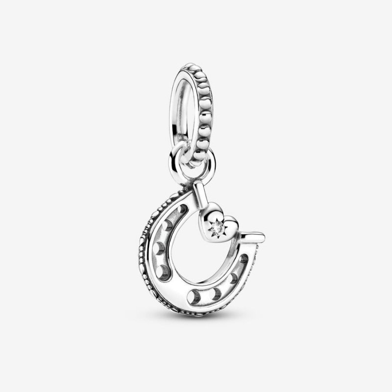 Sterling Silver Pandora Good Luck Horseshoe Dangle Dangle Charms | 428-FAJLQN