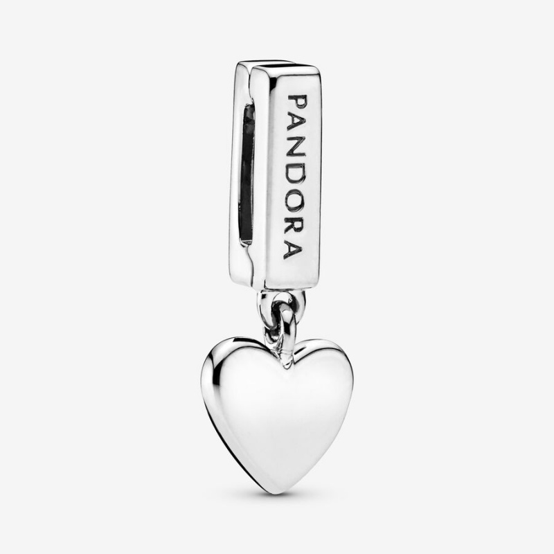 Sterling Silver Pandora Heart Dangle Clip Clips | 471-VUHOFJ