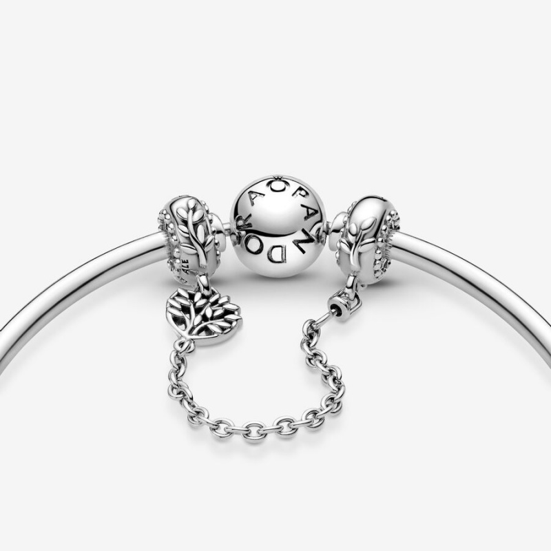 Sterling Silver Pandora Heart Family Tree Safety Safety Chains | 206-MYUKDB