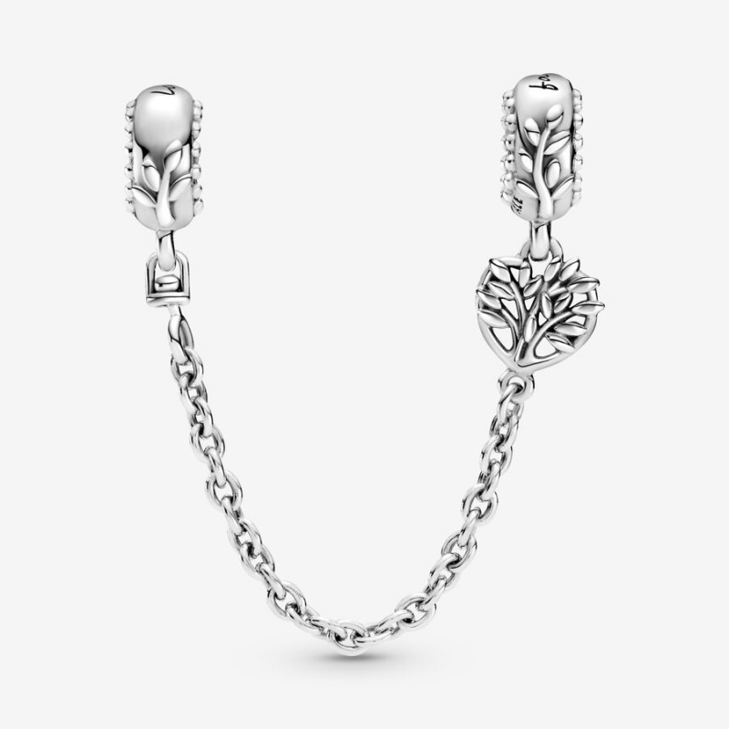 Sterling Silver Pandora Heart Family Tree Safety Safety Chains | 206-MYUKDB