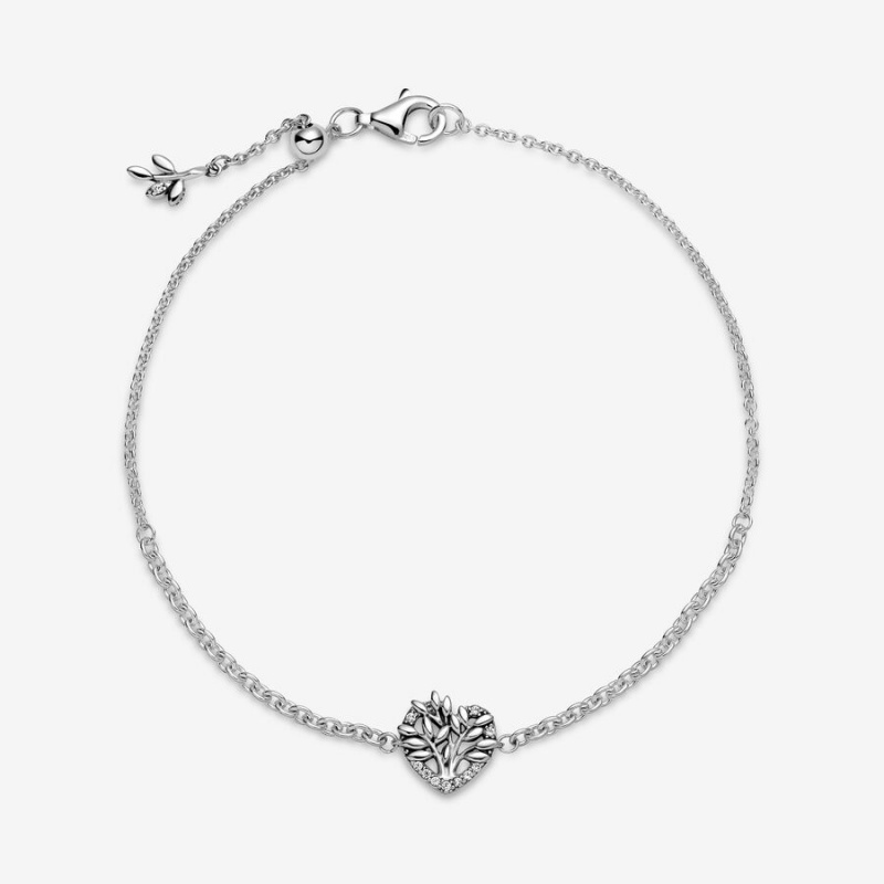 Sterling Silver Pandora Heart Family Tree Non-charm Bracelets | 387-XYRKLJ